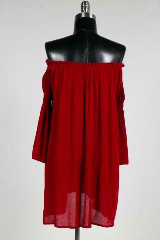 Happily Ever Off-The-Shoulder Shift Dress -  BohoPink