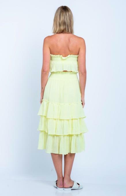 Isabella Yellow Strapless Two-Piece Midi Dress -  BohoPink
