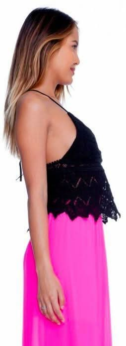 Black Crochet Halter Top