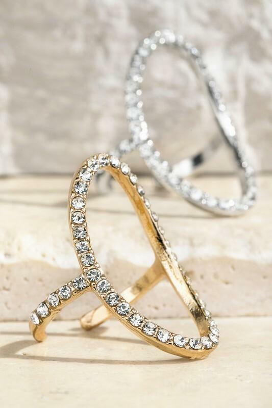 Gloriana Gold Oval Pave Crystal Ring -  BohoPink