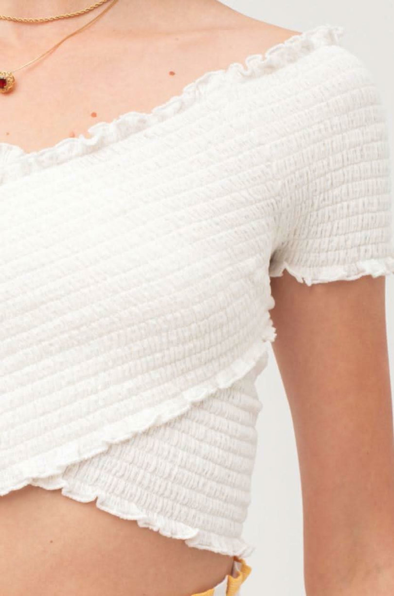 White Smocked Crop Top