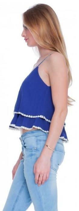 Blue Ruffle Crop Top -  BohoPink