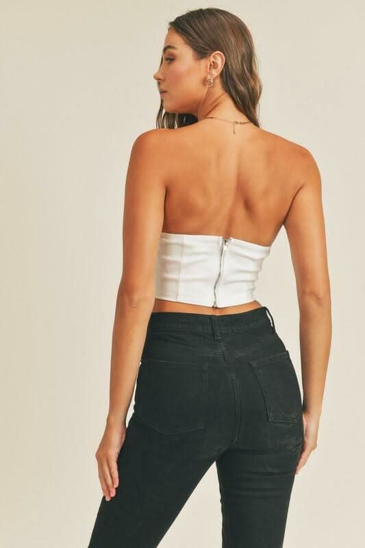 Charlie White Strapless Crop Top -  BohoPink
