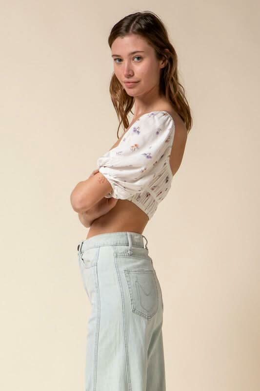 Puff Sleeve Crop Tops