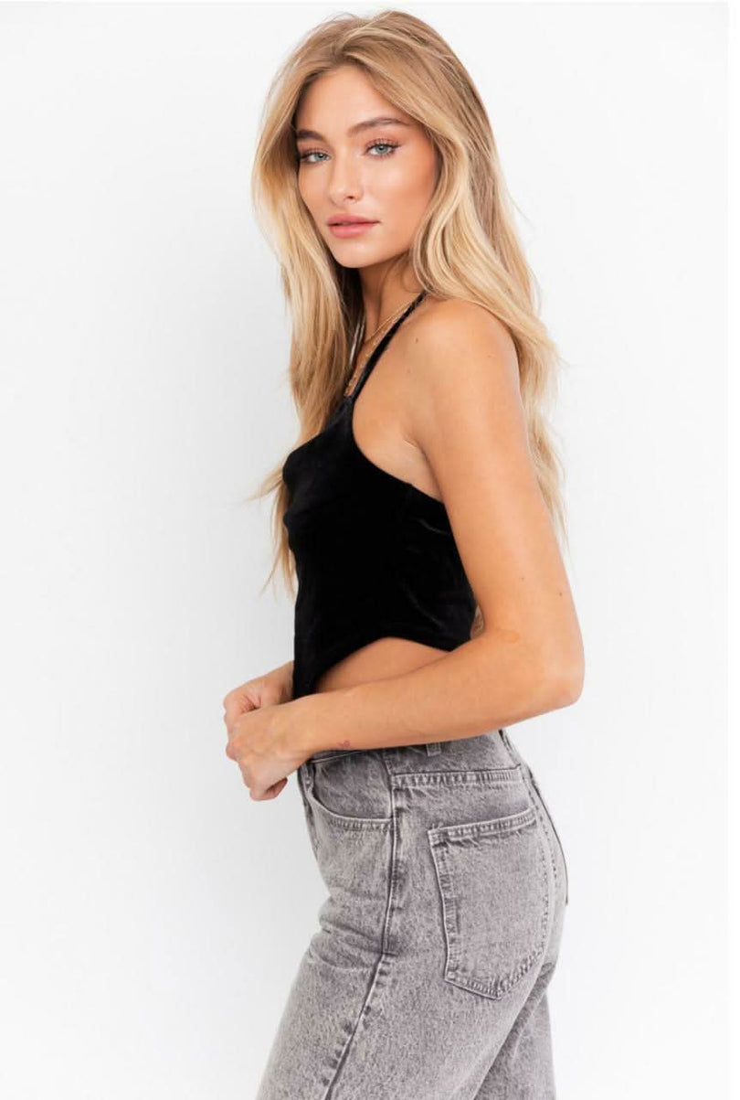 Black Velvet Handkerchief Top