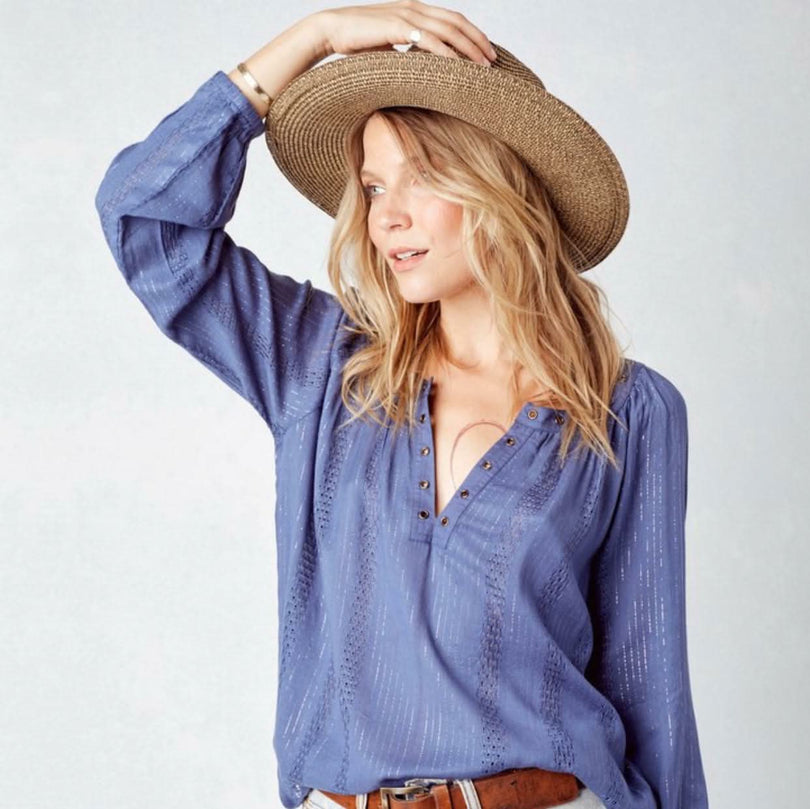 Slate Blue Lurex Striped Top