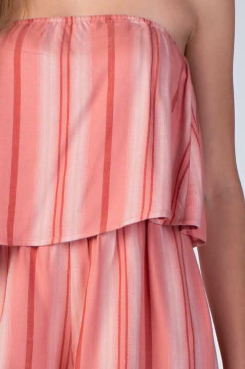 Horizon Blush Striped Strapless Romper -  BohoPink