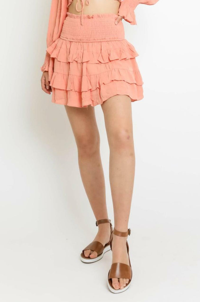 Peach Crop Topa & Ruffle Skirt Set