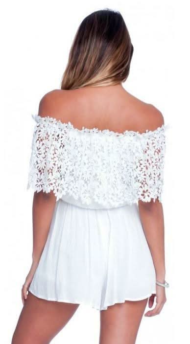 White Off-the-Shoulder Romper