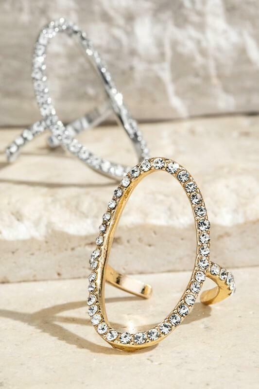 Gloriana Gold Oval Pave Crystal Ring -  BohoPink