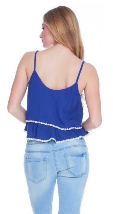 Let Me Decide Blue Ruffle Crop Top -  BohoPink