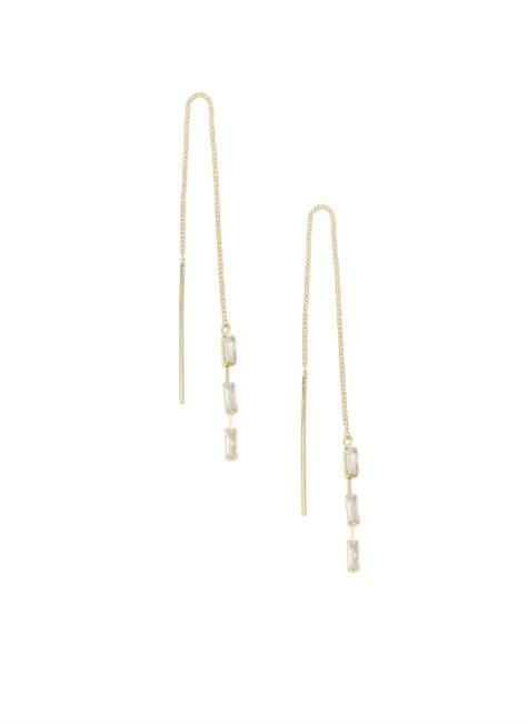 Crystal Baguette Threader Earrings -  BohoPink