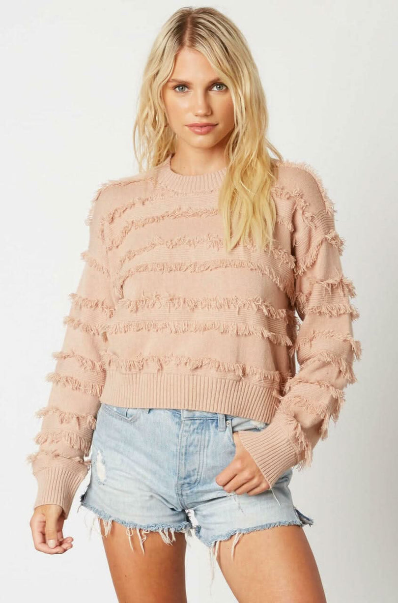 Blush Fringe Sweater