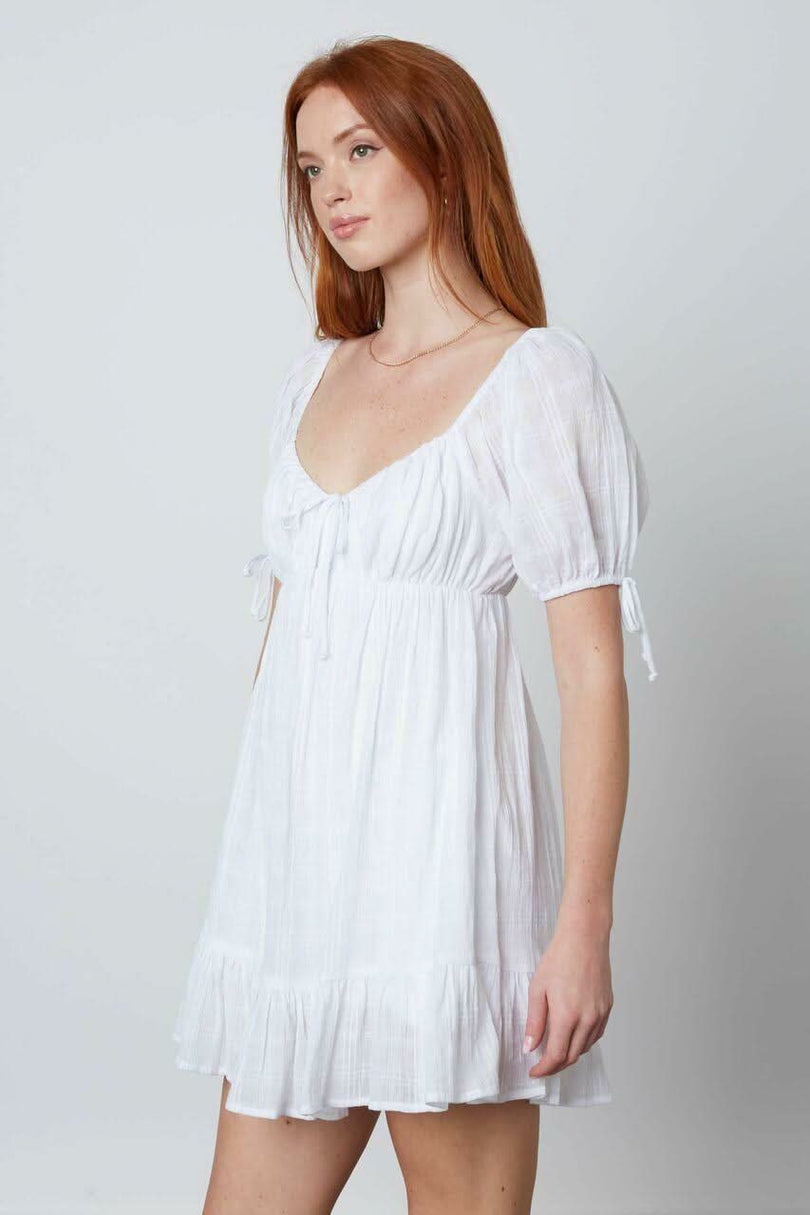 White Puff Sleeve Babydoll Dresses