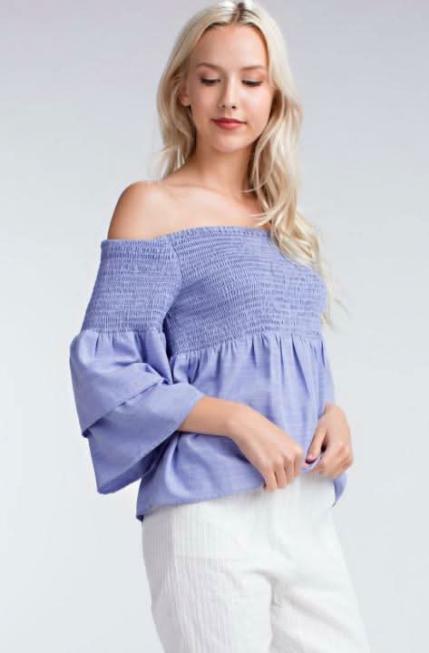 Off-the-Shoulder Ruffle Sleeve Top