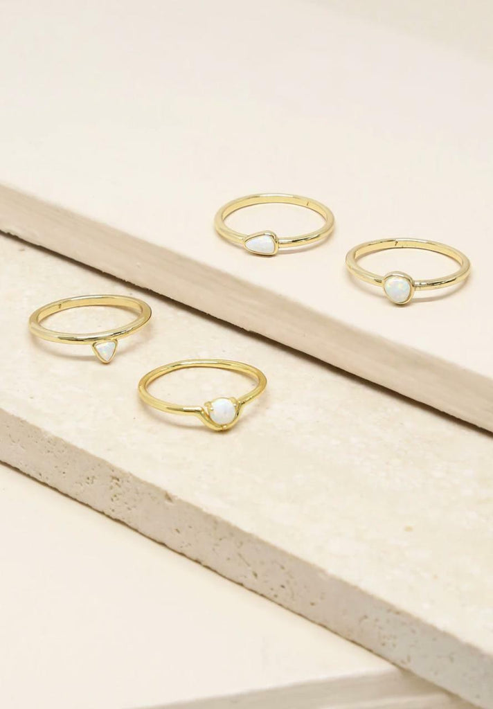 White Opal Ring Set 
