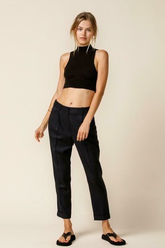 Mock Neck Crop Tops