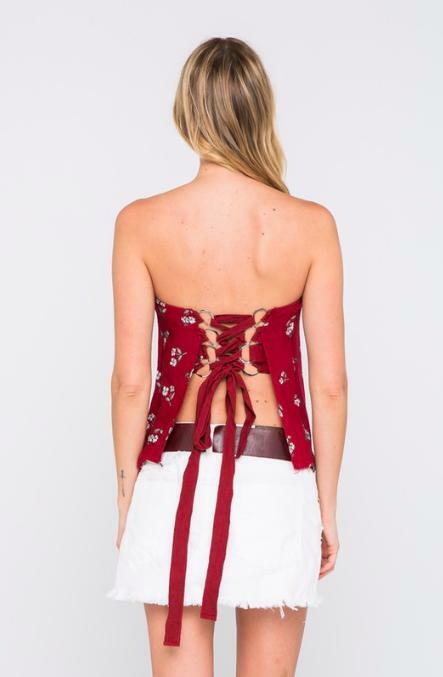 Strapless Lace-Up Back Top