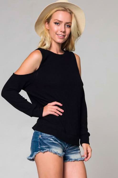 Black cold shoulder top