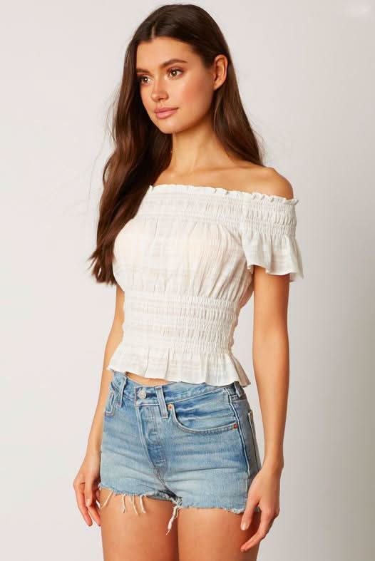 It's All Good White Off-the-Shoulder Crop Top -  BohoPink