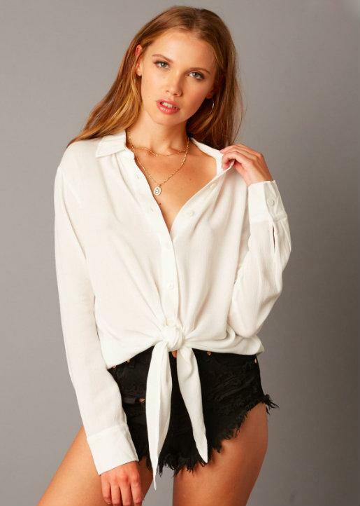 White Button-Up Long Sleeve Shirt