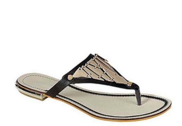 Black and Gold Thong Sandals