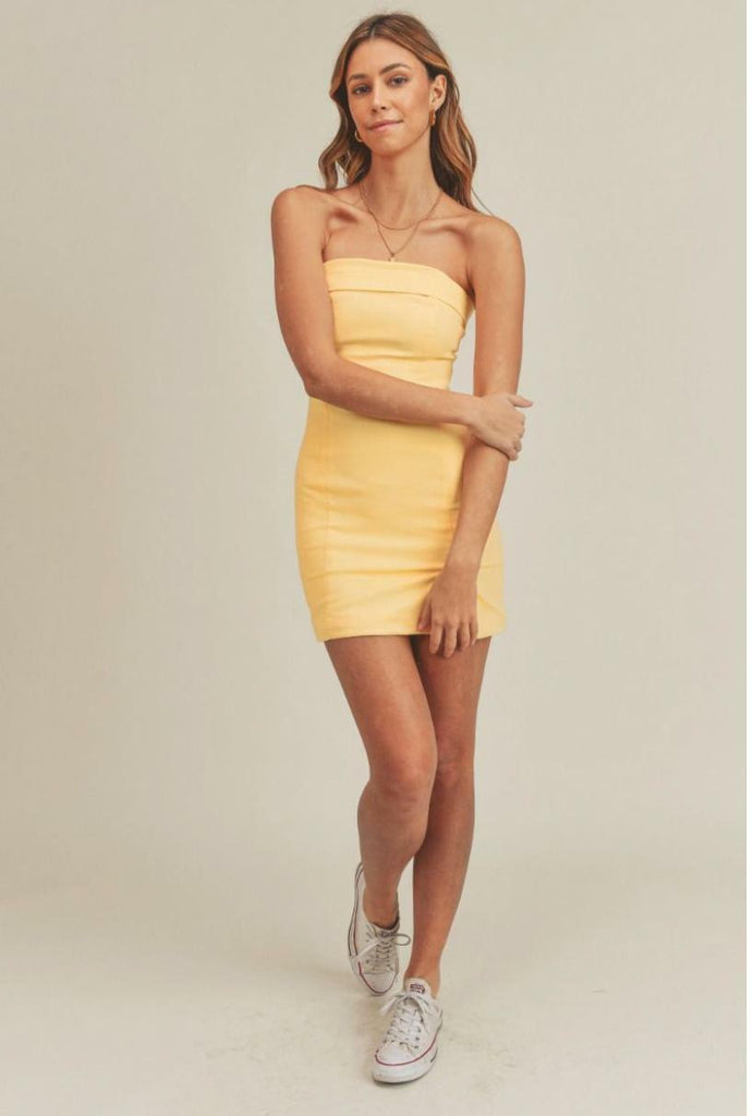 Yellow Strapless Mini Dress