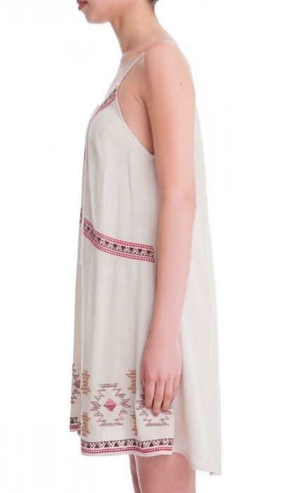 Heart of Mine Taupe Embroidered Lace-Up Coverup Dress -  BohoPink