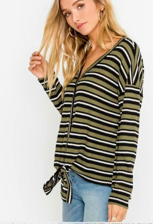 Striped Tie-Front Top