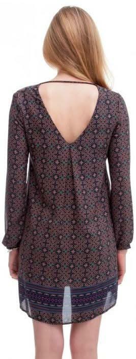 Hampton's Navy and Brown Boho Print Shift Dress -  BohoPink