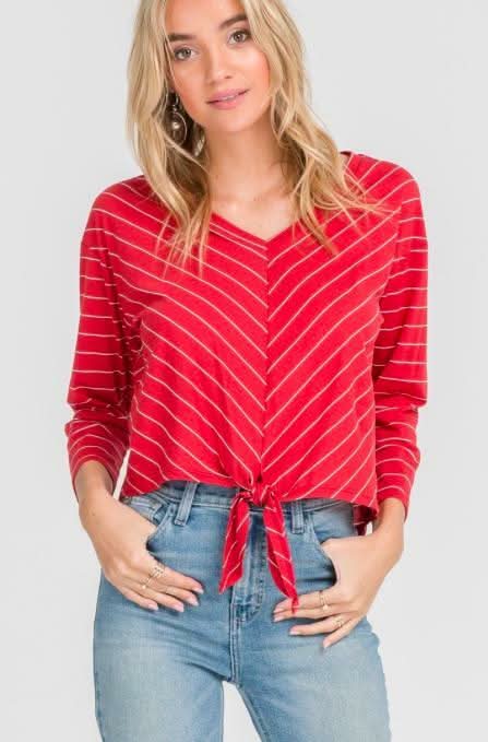 Red Stripe Tie Tee