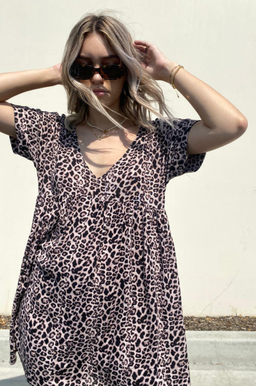 Leopard Print Romper Dress