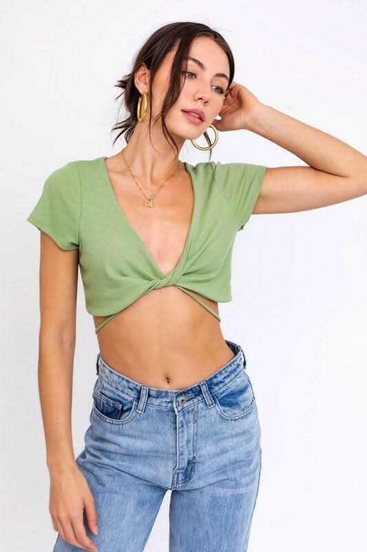 Sage Wrap Crop Top