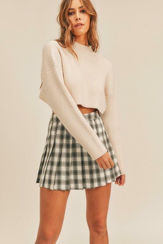 Mock Neck Cropped Sweater 