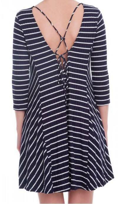 Navy Striped Swing Dress