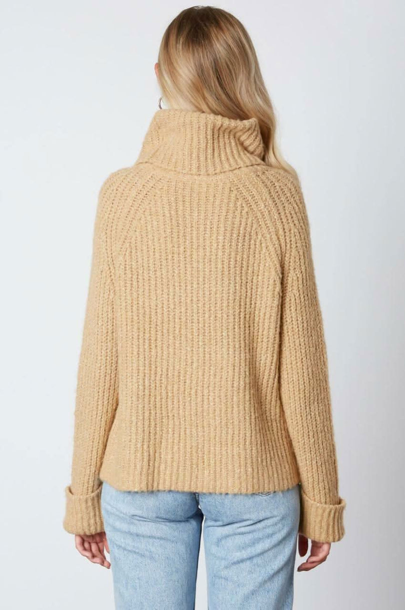 Tan Chunky Turtleneck Sweater