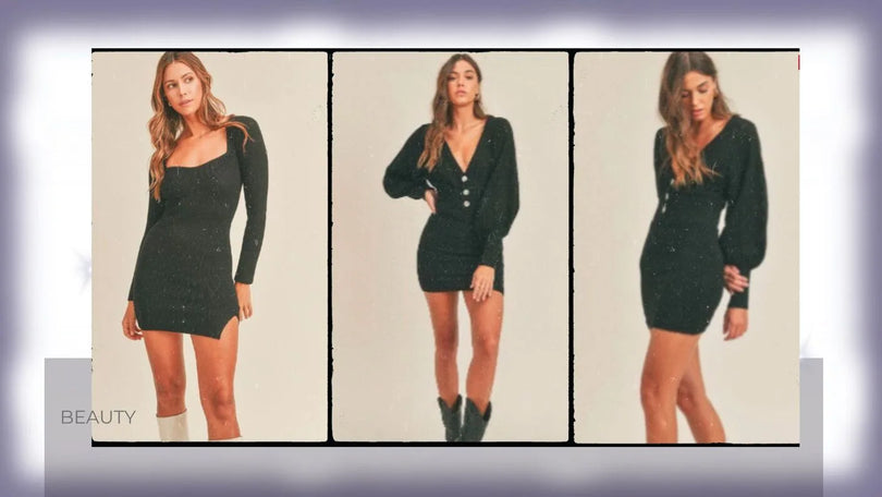 black sweater mini dresses
