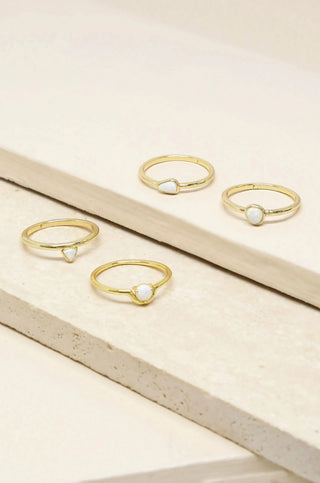 White Opal Ring Set 