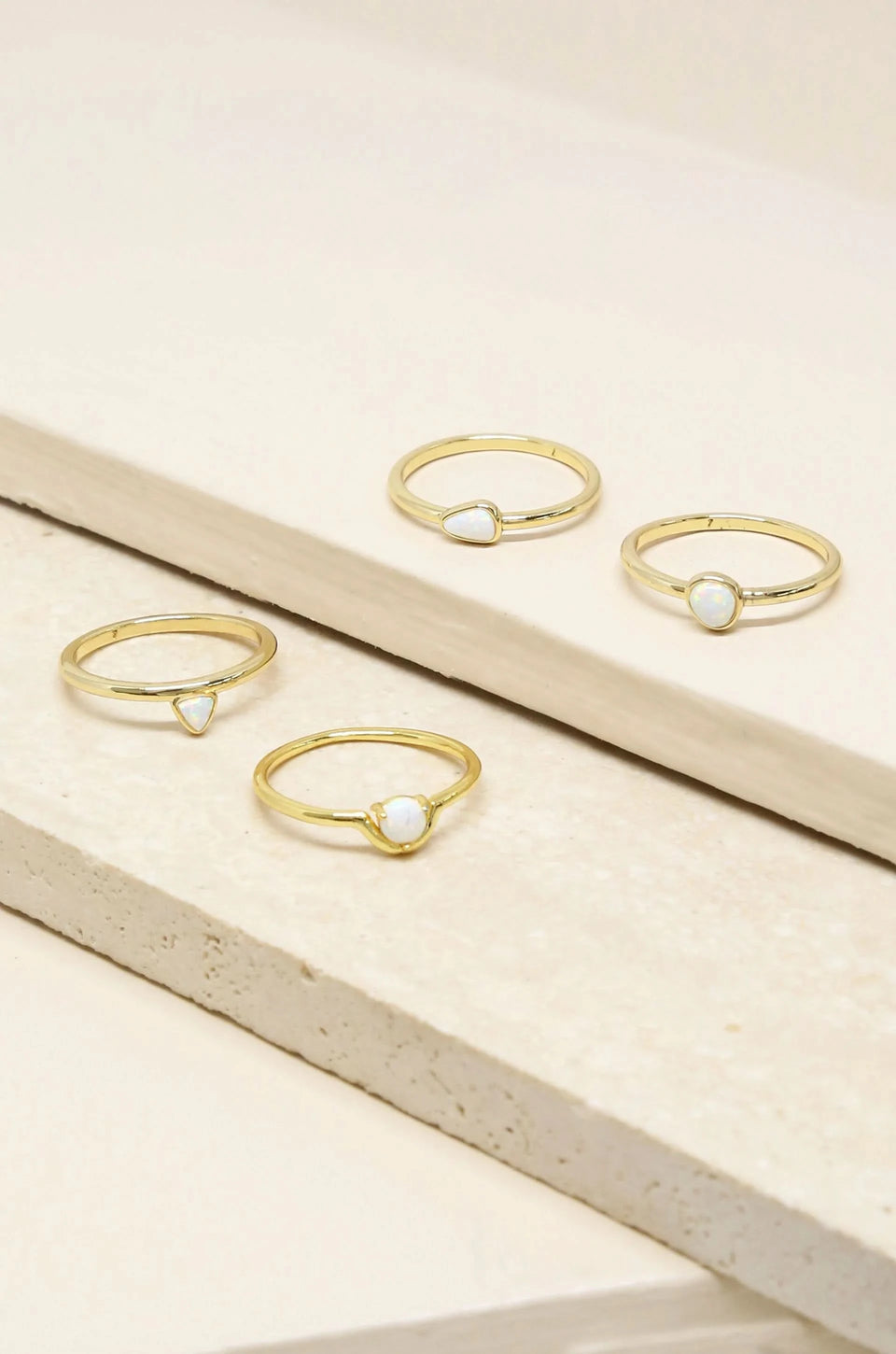 White Opal Ring Set 