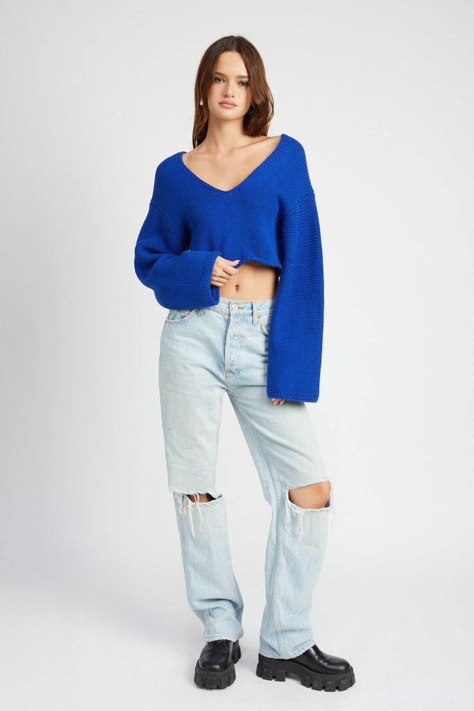 Blue V Neck Sweater