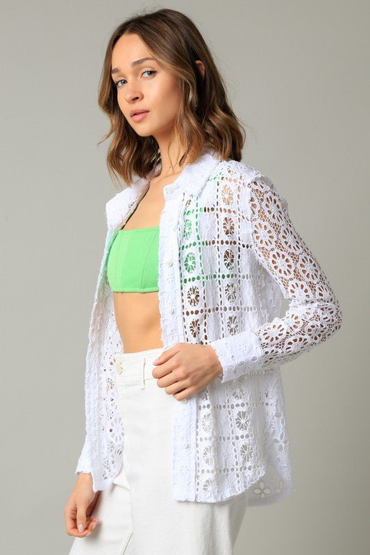 White Crochet Cover Up Top