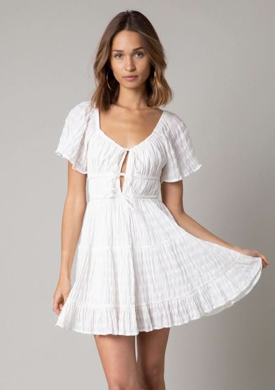 White Butterfly Sleeve Tiered Mini Dress | Boho Pink White Butterfly Sleeve Tiered Mini Dress | Boho Pink