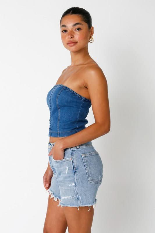 Strapless Denim Top