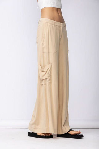 Cape May Beige Linen Wide-Leg Pants - Side View