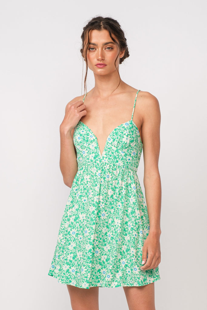 Marla Green Floral Satin Strapless Maxi Dress