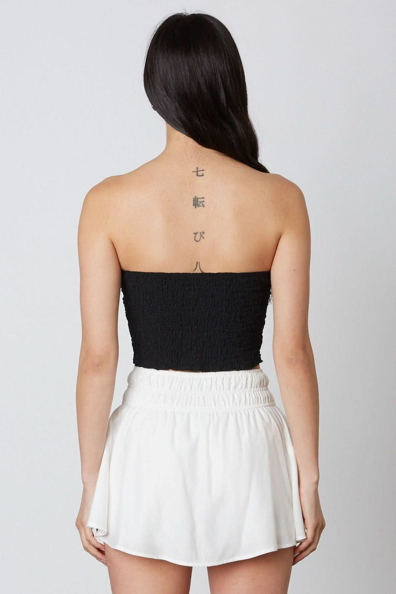 Black Smocked Popcorn Top