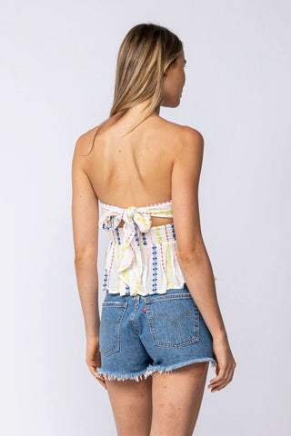Amelia White Embroidered Strapless Top - Back View