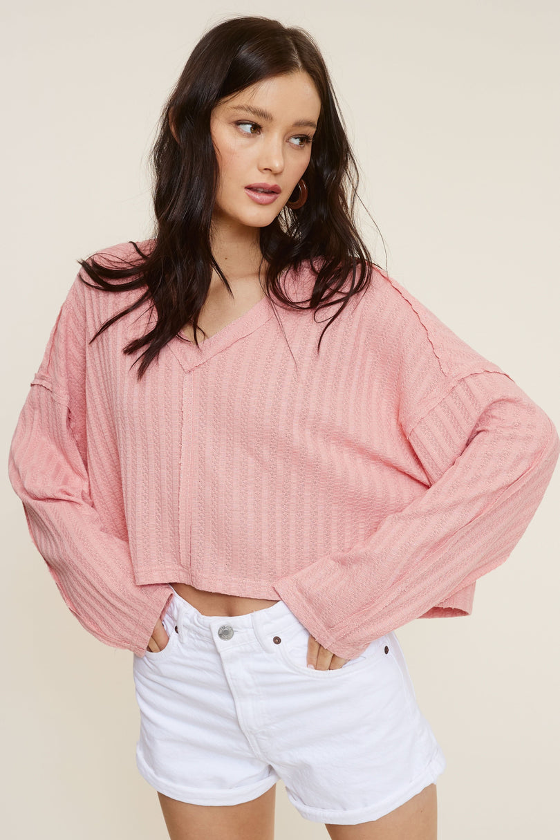 Pink Oversized Crop Tops
