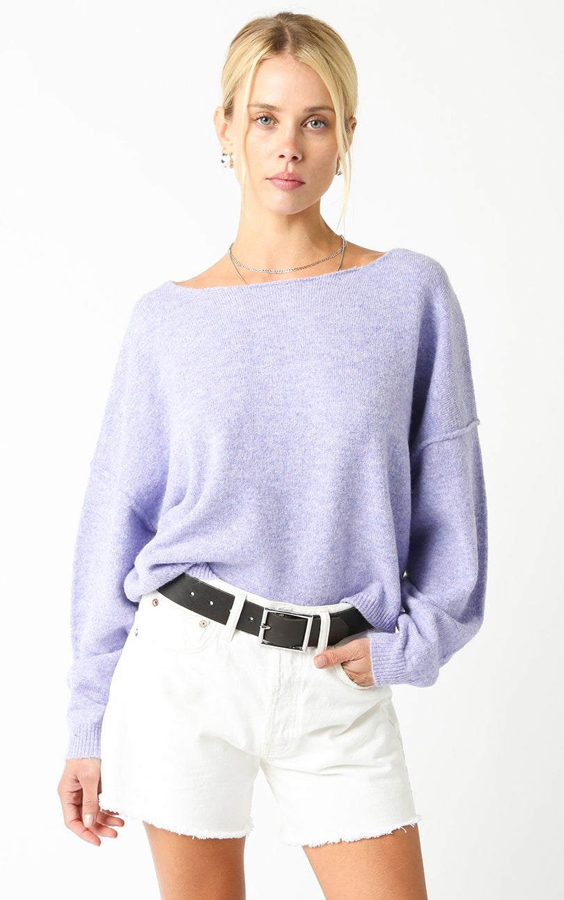 Cecily Lilac Slouchy Pullover Sweater - Front View