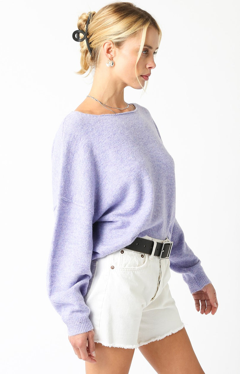 Cecily Lilac Slouchy Pullover Sweater - Side View